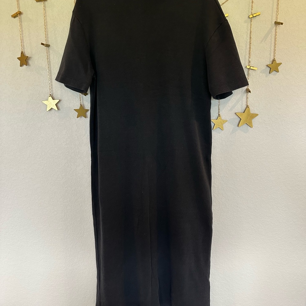 Zara Black Ribbed Knit midi dress